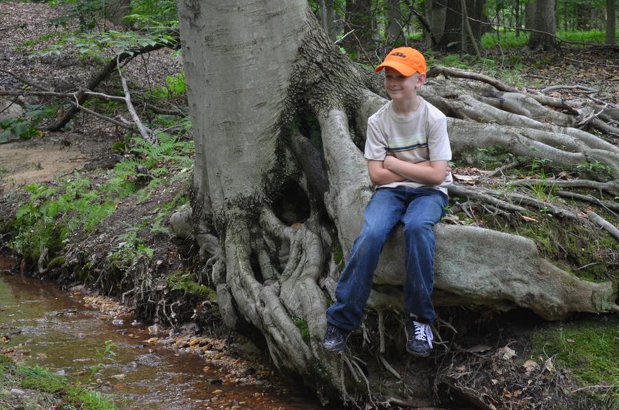 Students seem to love sitting on this root