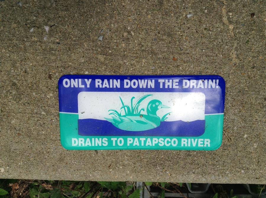 Sewer drain cover sticker at Tiber River